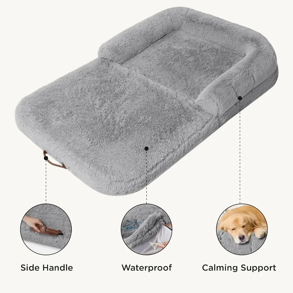 Foldable Orthopedic Human Dog Bed, 71"x45"x10" for Large Dogs and People too.